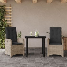 Garten-Essgruppe 3-teilig mit hellgrauen synthetischen Rattankissen von , Gartensets - Ref: Foro24-3212420, Preis: 327,56 €, ...