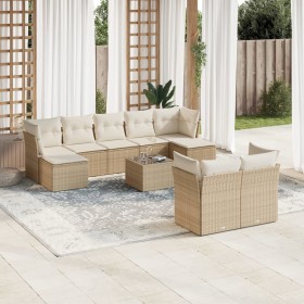 Gartensofa-Set mit beigen Kissen, 10-teilig, synthetisches Rattan von , Gartensets - Ref: Foro24-3250157, Preis: 692,34 €, Ra...