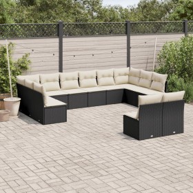 Garden sofa set 12 pieces with black synthetic rattan cushions by , Garden sets - Ref: Foro24-3250205, Price: 629,28 €, Disco...