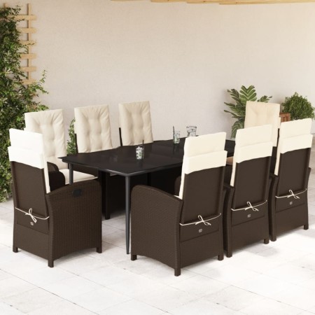 Garden dining set 9 pieces and brown synthetic rattan cushions by , Garden sets - Ref: Foro24-3212339, Price: 1,00 €, Discoun...