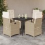 Set comedor de jardín 5 pzas con cojines ratán sintético beige de , Conjuntos de jardín - Ref: Foro24-3212372, Precio: 648,99...