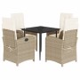 Set comedor de jardín 5 pzas con cojines ratán sintético beige de , Conjuntos de jardín - Ref: Foro24-3212372, Precio: 648,99...