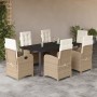 Set comedor de jardín 7 pzas con cojines ratán sintético beige de , Conjuntos de jardín - Ref: Foro24-3212387, Precio: 1,00 €...