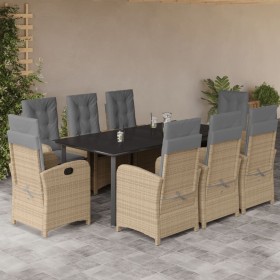 Set comedor de jardín 9 pzas con cojines ratán sintético beige de , Conjuntos de jardín - Ref: Foro24-3212408, Precio: 1,00 €...