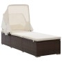 Lounger with hood and brown synthetic rattan cushions by , Loungers - Ref: Foro24-317114, Price: 211,69 €, Discount: %