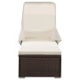 Lounger with hood and brown synthetic rattan cushions by , Loungers - Ref: Foro24-317114, Price: 211,69 €, Discount: %