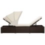 Lounger with hood and brown synthetic rattan cushions by , Loungers - Ref: Foro24-317114, Price: 211,69 €, Discount: %