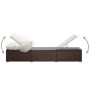 Lounger with hood and brown synthetic rattan cushions by , Loungers - Ref: Foro24-317114, Price: 211,69 €, Discount: %