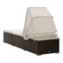 Lounger with hood and brown synthetic rattan cushions by , Loungers - Ref: Foro24-317114, Price: 211,69 €, Discount: %