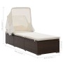 Lounger with hood and brown synthetic rattan cushions by , Loungers - Ref: Foro24-317114, Price: 211,69 €, Discount: %