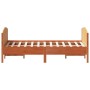 Bed frame with wax brown pine wood headboard 140x190 cm by , Beds and slatted bases - Ref: Foro24-3216181, Price: 215,40 €, D...