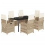 Set comedor de jardín 7 pzas con cojines ratán sintético beige de , Conjuntos de jardín - Ref: Foro24-3212385, Precio: 979,91...