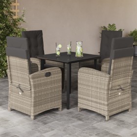 Garden dining set 5 pieces with light gray synthetic rattan cushions by , Garden sets - Ref: Foro24-3212422, Price: 608,47 €,...