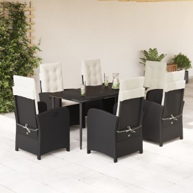 7-teiliges Garten-Essset und schwarze Kissen aus synthetischem Rattan von , Gartensets - Ref: Foro24-3212296, Preis: 839,66 €...