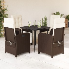 Set comedor de jardín 5 piezas y cojines ratán sintético marrón de , Conjuntos de jardín - Ref: Foro24-3212332, Precio: 633,9...