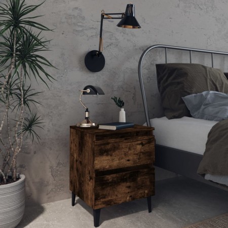 Bedside table with smoked oak metal legs 40x35x50 cm by vidaXL, Nightstands - Ref: Foro24-813128, Price: 45,67 €, Discount: %