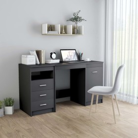 Escritorio de madera de ingeniería gris 140x50x76 cm de , Escritorios - Ref: Foro24-3054782, Precio: 210,99 €, Descuento: %