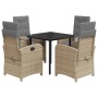 Set comedor de jardín 5 pzas con cojines ratán sintético beige de , Conjuntos de jardín - Ref: Foro24-3212401, Precio: 599,74...