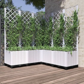 Jardinera con enrejado PP blanco 120x120x136 cm de , Maceteros y jardineras - Ref: Foro24-153288, Precio: 155,11 €, Descuento: %