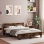 Smoked oak engineered wood bed with headboard 140x200 cm by , Beds and slatted bases - Ref: Foro24-3207424, Price: 142,27 €, ...