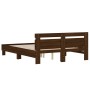 Oak brown engineered wood bed with headboard 140x200 cm by , Beds and slatted bases - Ref: Foro24-3207426, Price: 173,20 €, D...