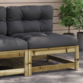 Garden sofa without armrests with cushions made of impregnated pine wood. by , Modular outdoor sofas - Ref: Foro24-838084, Pr...