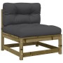 Garden sofa without armrests with cushions made of impregnated pine wood. by , Modular outdoor sofas - Ref: Foro24-838084, Pr...