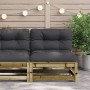 Garden sofa without armrests with cushions made of impregnated pine wood. by , Modular outdoor sofas - Ref: Foro24-838084, Pr...