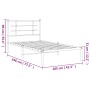 Estructura de cama de metal con cabecero blanco 100x190 cm de , Camas y somieres - Ref: Foro24-355604, Precio: 55,58 €, Descu...