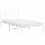 Metal bed frame with white headboard 107x203 cm by , Beds and slatted bases - Ref: Foro24-355606, Price: 59,40 €, Discount: %