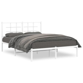 Estructura de cama de metal con cabecero blanca 140x190 cm de , Camas y somieres - Ref: Foro24-355610, Precio: 100,99 €, Desc...