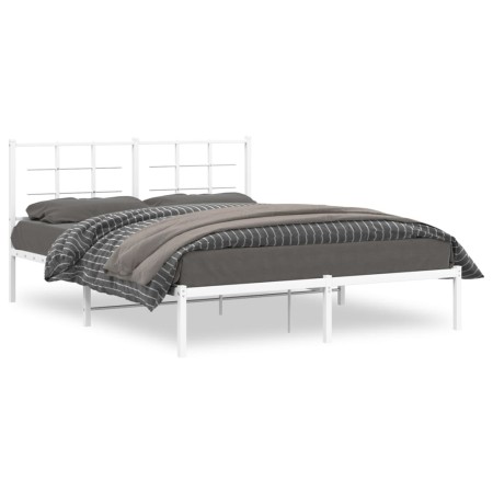 Bettgestell aus Metall mit weißem Kopfteil 150x200 cm von , Betten und Lattenroste - Ref: Foro24-355612, Preis: 87,69 €, Raba...