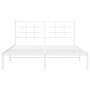 Metal bed frame with white headboard 150x200 cm by , Beds and slatted bases - Ref: Foro24-355612, Price: 104,99 €, Discount: %