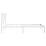 Metal bed frame with white headboard 150x200 cm by , Beds and slatted bases - Ref: Foro24-355612, Price: 104,99 €, Discount: %