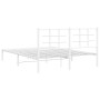 Metal bed frame with white headboard 150x200 cm by , Beds and slatted bases - Ref: Foro24-355612, Price: 104,99 €, Discount: %