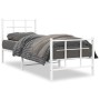 Metal bed frame with headboard and footboard white 80x200 cm by , Beds and slatted bases - Ref: Foro24-355619, Price: 57,61 €...