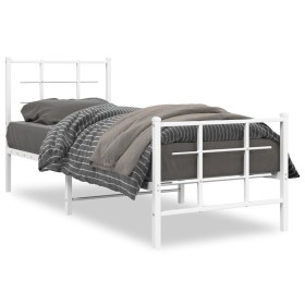 Metal bed frame with headboard and footboard white 80x200 cm by , Beds and slatted bases - Ref: Foro24-355619, Price: 57,99 €...