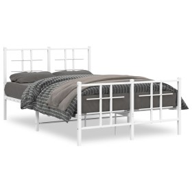 Metal bed frame with headboard and white footboard 120x190 cm by , Beds and slatted bases - Ref: Foro24-355625, Price: 108,99...