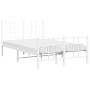 Estructura cama metal con cabecero y estribo blanco 120x190 cm de , Camas y somieres - Ref: Foro24-355625, Precio: 88,58 €, D...