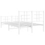 Metal bed frame with headboard and white footboard 120x190 cm by , Beds and slatted bases - Ref: Foro24-355625, Price: 88,67 ...