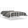 Estructura cama metal con cabecero y estribo blanco 135x190 cm de , Camas y somieres - Ref: Foro24-355627, Precio: 112,99 €, ...