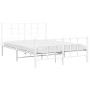 Estructura cama metal con cabecero y estribo blanco 135x190 cm de , Camas y somieres - Ref: Foro24-355627, Precio: 112,99 €, ...