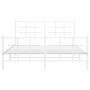 Metal bed frame with headboard and white footboard 160x200 cm by , Beds and slatted bases - Ref: Foro24-355631, Price: 101,63...