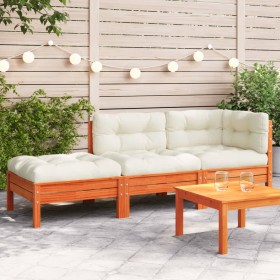 Garden sofa with cushions and footrest, 2 seats by , Modular outdoor sofas - Ref: Foro24-838174, Price: 263,96 €, Discount: %