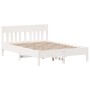 Bed frame with white pine wood headboard 140x200 cm by , Beds and slatted bases - Ref: Foro24-842647, Price: 125,39 €, Discou...