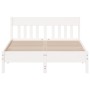 Bed frame with white pine wood headboard 140x200 cm by , Beds and slatted bases - Ref: Foro24-842647, Price: 125,39 €, Discou...