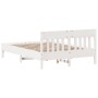 Bed frame with white pine wood headboard 140x200 cm by , Beds and slatted bases - Ref: Foro24-842647, Price: 125,39 €, Discou...