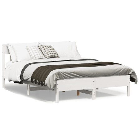 Estructura de cama con cabecero madera pino blanco 120x200 cm de , Camas y somieres - Ref: Foro24-842651, Precio: 119,64 €, D...