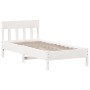 Bed frame with white pine wood headboard 75x190 cm by , Beds and slatted bases - Ref: Foro24-842679, Price: 83,41 €, Discount: %