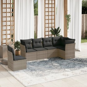 Set de muebles de jardín 6 pzas y cojines ratán sintético gris de , Conjuntos de jardín - Ref: Foro24-3249539, Precio: 373,99...